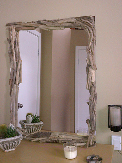 Mirror framed with driftwood 1