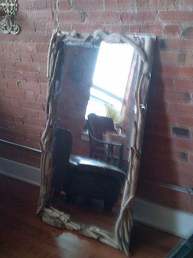 Mirror framed with driftwood 2