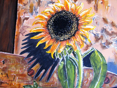 Sunflower, watercolor on canvas